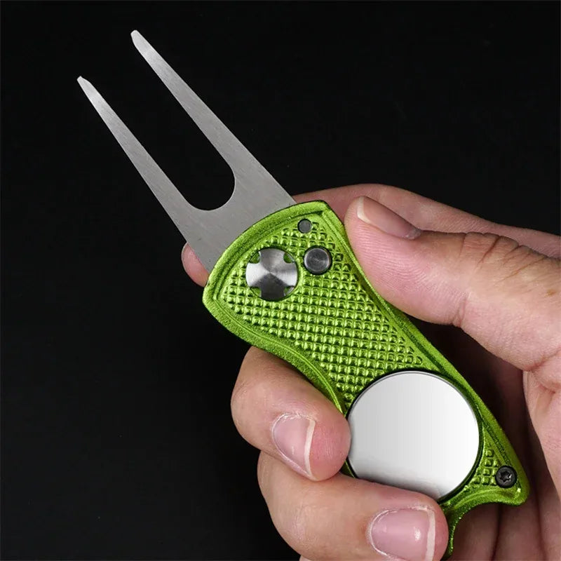 Foldable Golf Divot Tool & Groove Cleaner
