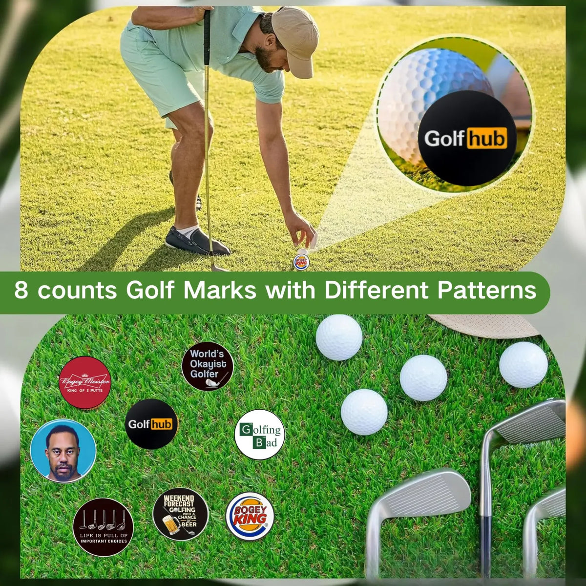 Funny Golf Ball Marker Set — 8 Pack