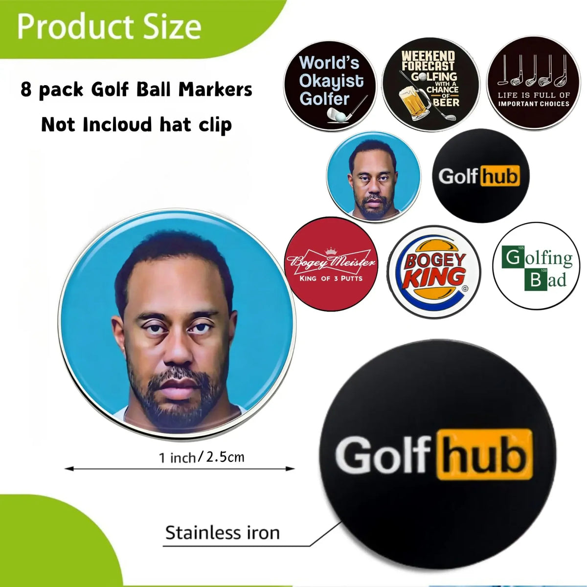 Funny Golf Ball Marker Set — 8 Pack