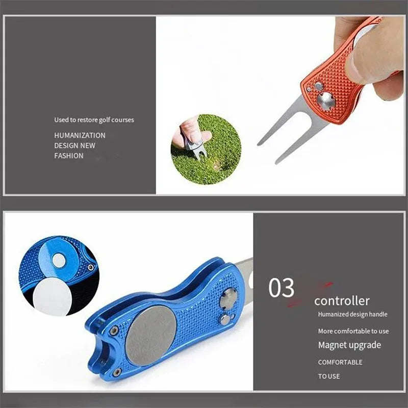 Foldable Golf Divot Tool & Groove Cleaner