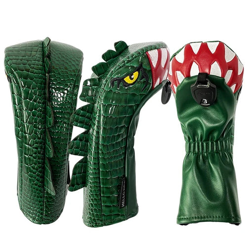 Crocodile Bite golf headcover, side and front view